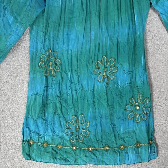 Krista Lee Womens Size M Blouse Crinkle Ombre Hippy Boho Gypsy Fairycore Peasant - Picture 2 of 13